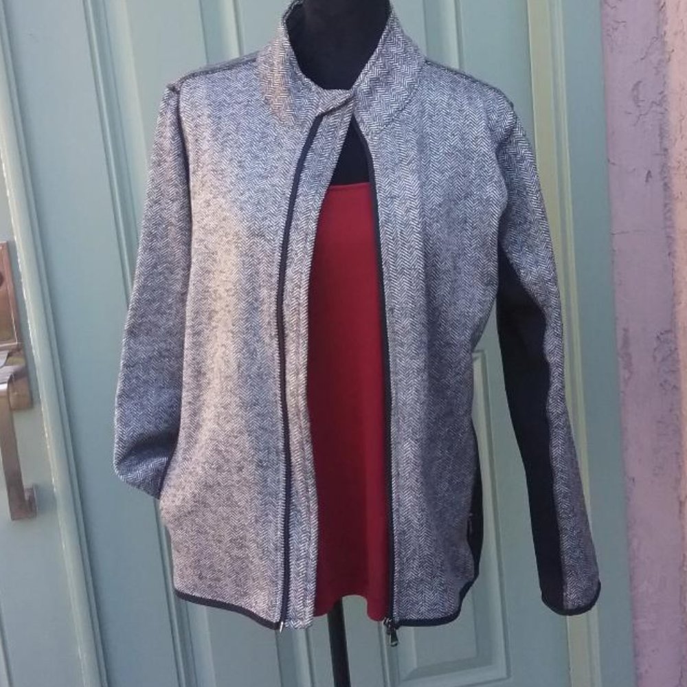 Marc New York Black Herringbone Long Sleeve Jacket